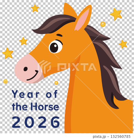 午年2026年ベクター - 年賀状グリーティングカードデザイン 午年2026年ベクター - 年賀状グリーティングカードデザイン 132560785