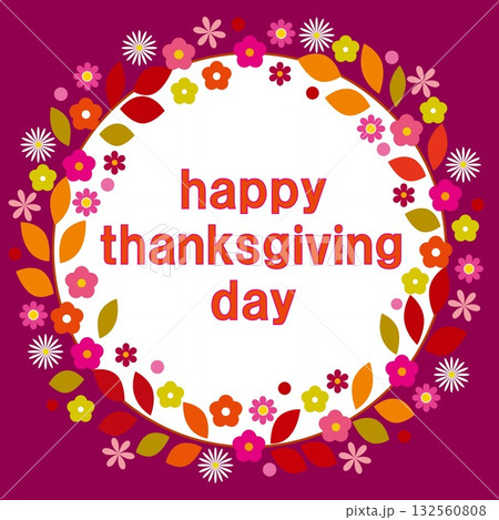 ハッピーサンクスギビングデー　happy thanksgiving day　秋イメージ　バーガンディ 132560808