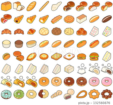パンとドーナツのアイコンセット 132560876