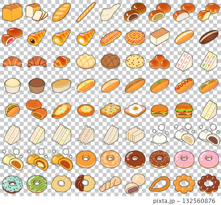 Bread and donut icon set Bread and donut icon set 132560876