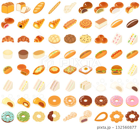 パンとドーナツのアイコンセット 132560877