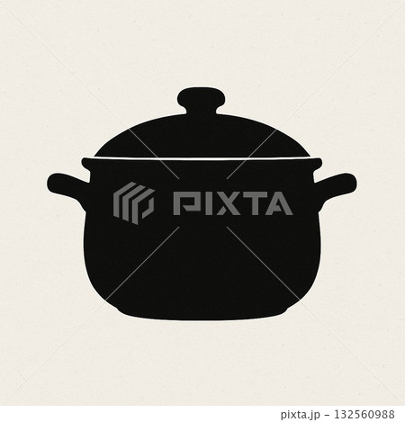 シンプルで美しい鍋のシルエットイラスト シンプルで美しい鍋のシルエットイラスト 132560988