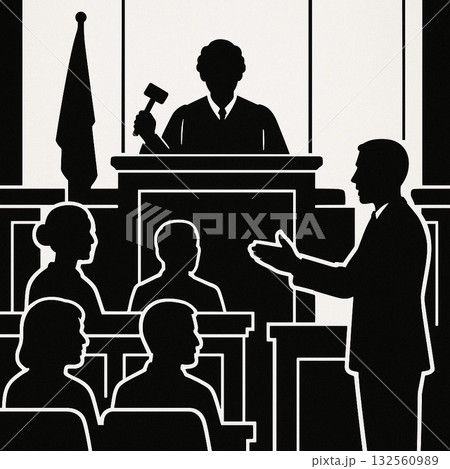 裁判の緊張感を映す法廷のシルエット 132560989