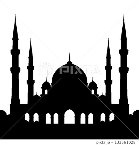 夕暮れに浮かぶモスクのシルエット 夕暮れに浮かぶモスクのシルエット 132561029