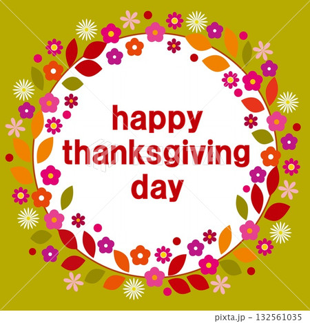 ハッピーサンクスギビングデー　happy thanksgiving day　秋イメージ　黄色 132561035