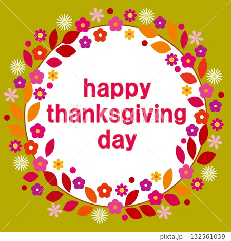ハッピーサンクスギビングデー　happy thanksgiving day　秋イメージ　黄色 132561039