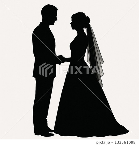 結婚式の新郎新婦のシルエット 結婚式の新郎新婦のシルエット 132561099