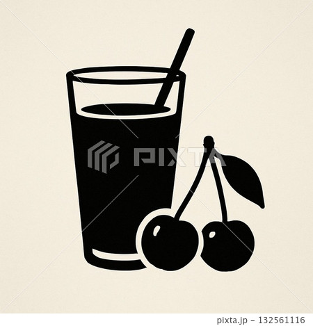 フレッシュなチェリージュースのシルエット 132561116