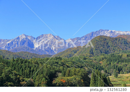 栂池大橋から望む秋の白馬三山 栂池大橋から望む秋の白馬三山 132561280