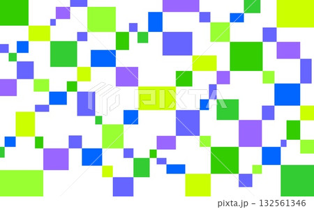 幾何学模様　四角形　白背景　グリーン　ブルー 132561346