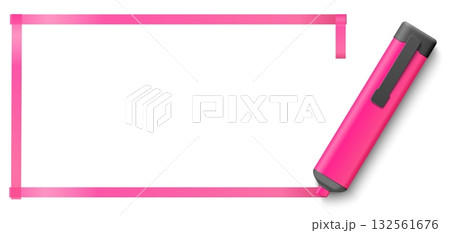 Frame of pink marker line drawn by hand with water based highlighter. Office stationery. Write with realistic pen. Blank banner. Rectangular board. Square empty border. Vector background Frame of pink marker line drawn by hand with water based highlighter. Office stationery. Write with realistic pen. Blank banner. Rectangular board. Square empty border. Vector background 132561676