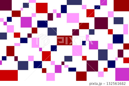 幾何学模様 四角形 白背景 赤色 ピンク 紺色 幾何学模様 四角形 白背景 赤色 ピンク 紺色 132561682