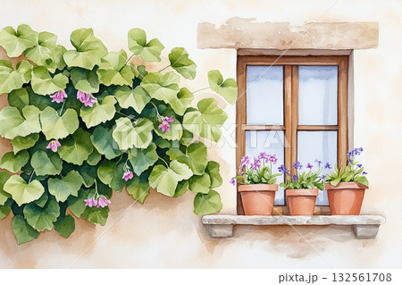 Stylish woman in fluffy blue faux fur coat and sunglasses enjoys coffee at outdoor cafe with a moody ambiance 132561708