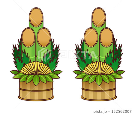 シンプルな門松　1対　イラスト素材 132562007