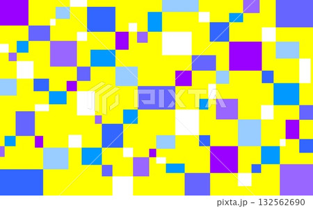 幾何学模様 四角形 黄色 ブルー 白色 幾何学模様 四角形 黄色 ブルー 白色 132562690