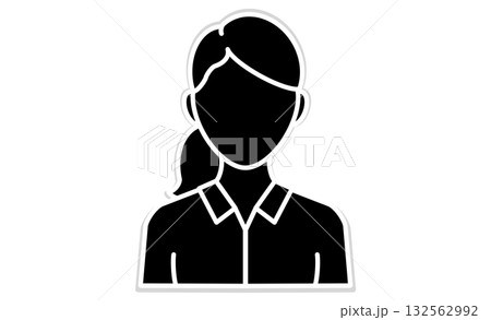 ポニーテールの女性線画イラストアイコン ポニーテールの女性線画イラストアイコン 132562992