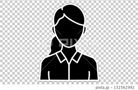 ポニーテールの女性線画イラストアイコン ポニーテールの女性線画イラストアイコン 132562992