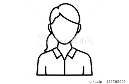 ポニーテールの女性線画イラストアイコン ポニーテールの女性線画イラストアイコン 132562993