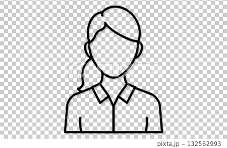 ポニーテールの女性線画イラストアイコン ポニーテールの女性線画イラストアイコン 132562993