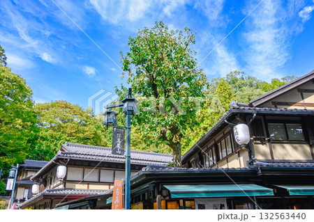 高尾山　清滝駅前広場　柿の木が屋根を貫く蕎麦屋　（高橋屋） 132563440