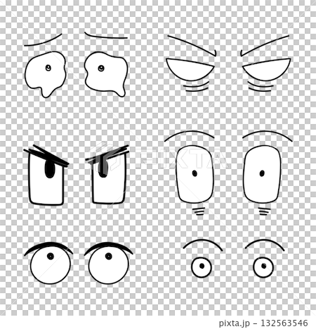 Eyes anime cartoon hand drawn for facial expression, illustration and element 132563546