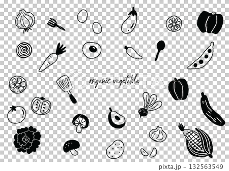 シンプルな手描きの野菜線画イラスト 132563549