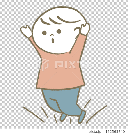 快樂跳躍的孩子粉紅 132563740