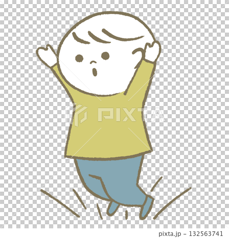 快樂跳躍的孩子黃色 132563741