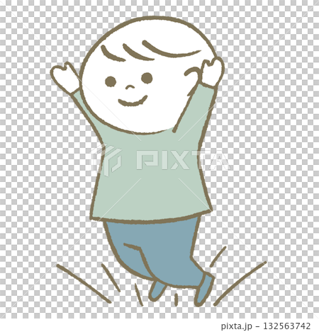 快樂跳躍的孩子,淺藍色 快樂跳躍的孩子,淺藍色 132563742