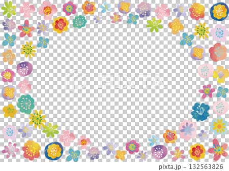 Scandinavian style cute watercolor flower frame 132563826