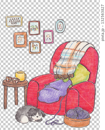 一隻狗狗正在織毛衣的插圖 一隻狗狗正在織毛衣的插圖 132563827