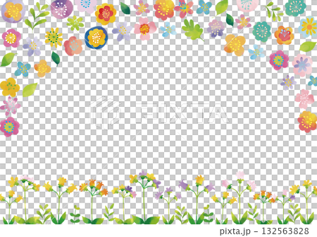 Nordic style cute watercolor flower frame 2 132563828