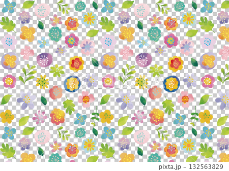 Nordic style cute watercolor floral pattern 132563829