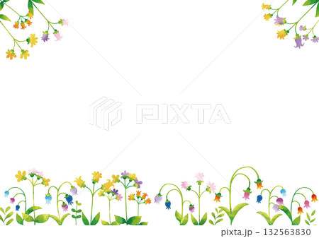 北欧風　かわいい水彩タッチの花々フレーム3  132563830