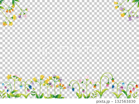 北欧風　かわいい水彩タッチの花々フレーム3  132563830