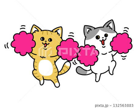 ポンポン持って応援してくれる猫ちゃん達 ポンポン持って応援してくれる猫ちゃん達 132563883