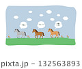 年賀状2026  かわいい馬の年賀状イラスト　干支のうま　シンプルな年賀状　謹賀新年　テンプレート　 132563893