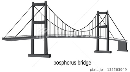 Vector Illustration of Bosphorus Suspension Bridge Structure Vector Illustration of Bosphorus Suspension Bridge Structure 132563949
