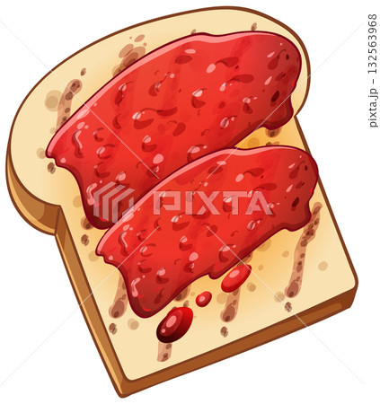 Slice of Toast with Strawberry Jam Illustration 132563968