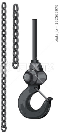 Industrial Crane Hook and Chains Vector Illustration Industrial Crane Hook and Chains Vector Illustration 132563979
