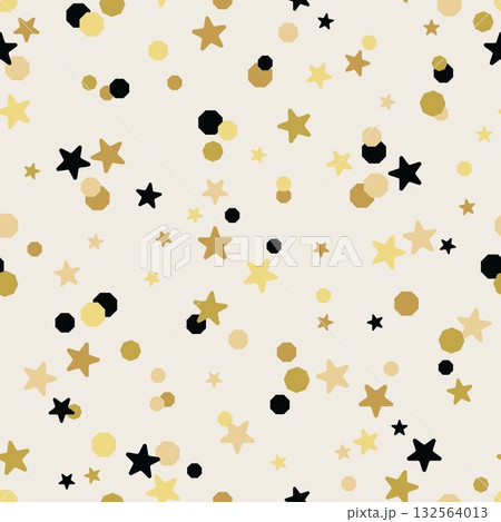 CONFETTI star seamless pattern golden shimmering backdrop dots classy wallpaper shinning decorative element background texture spread 132564013