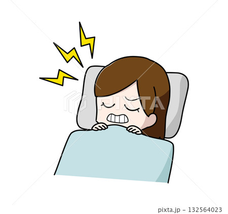 寝ているときに歯ぎしりをしている女性のイラスト 寝ているときに歯ぎしりをしている女性のイラスト 132564023