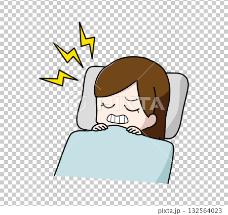 寝ているときに歯ぎしりをしている女性のイラスト 寝ているときに歯ぎしりをしている女性のイラスト 132564023