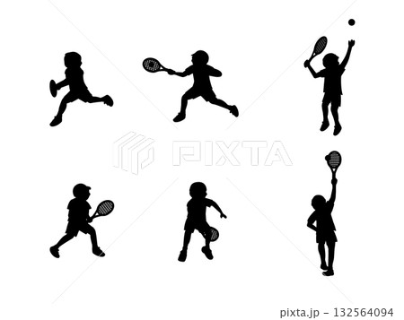 テニス男子シルエットイラスト 132564094