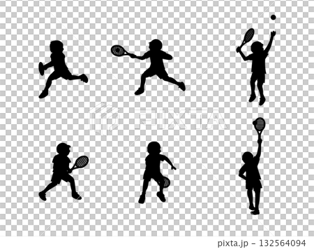テニス男子シルエットイラスト 132564094