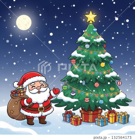 コミカルで可愛いクリスマスイラスト10 132564173