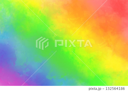 虹色の水彩テクスチャー素材イラスト 132564186