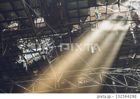 Ruin decay weathered ceiling collapse pull down, bad poor old aged abandoned building roof structure Ruin decay weathered ceiling collapse pull down, bad poor old aged abandoned building roof structure 132564298