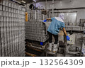Can factory, Cannery factory plant worker loading tin can food container in convey, can food factory 132564309
