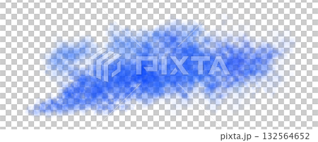 Deep blue smoke cloud trail on transparent background with realistic puff explosion effect and chemical spray 132564652